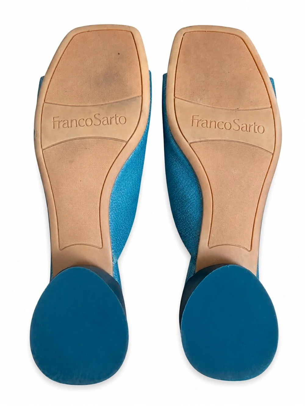 Franco Sarto Teal Leather Slide Mules